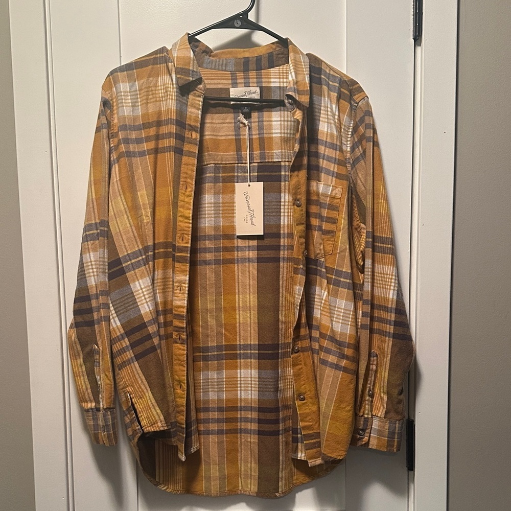 Goodfellow & Co Men's Checkered Shirt Jacket in Brown and Yellow
